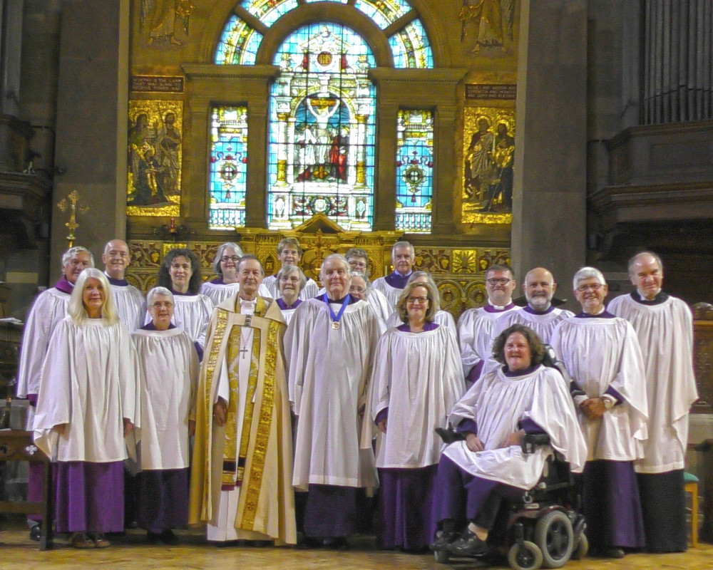 The choir on the occasion of Bishop Alastair's retirement and his wife Caroline's last performance with the choir.
